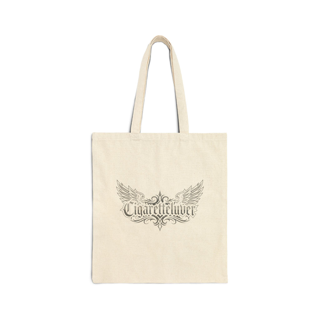 Winged Script Cotton Tote Bag — 'Cigarettelover' Vintage Logo