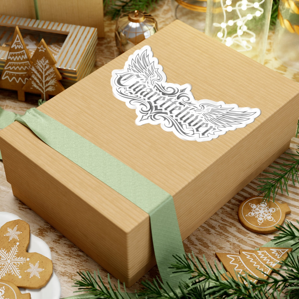 Winged Script Sticker — “Cigaretteliver” Kiss-Cut Decorative Decal