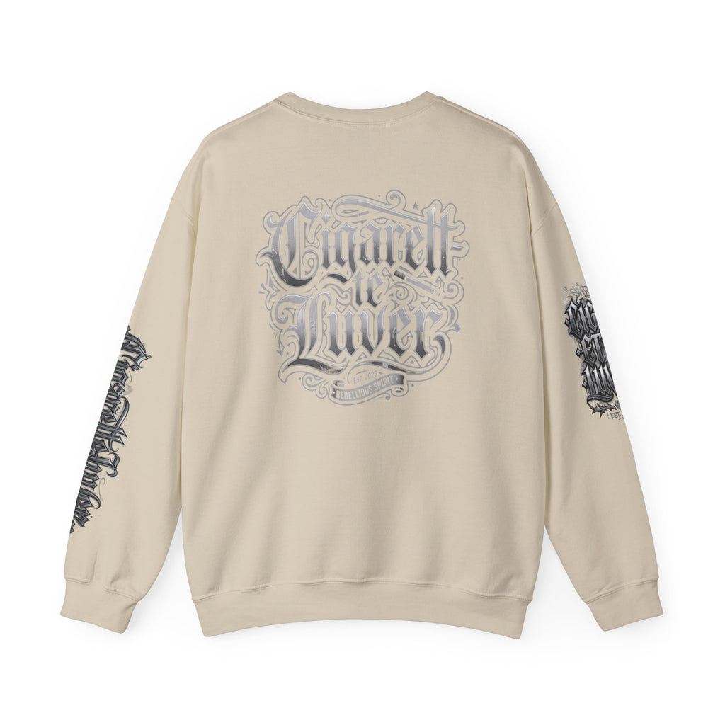 Crewneck Sweatshirt — Gothic Script "Great Live" Streetwear Pullover