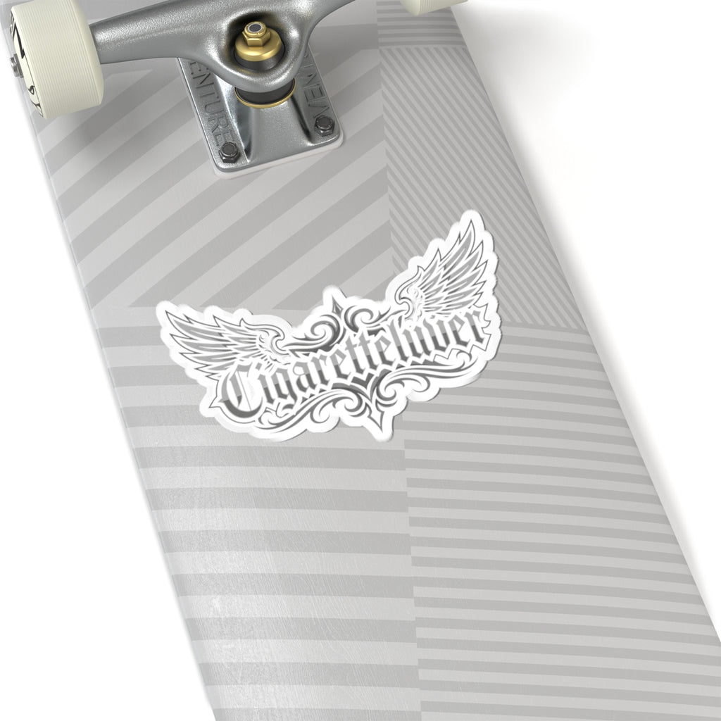 Winged Script Sticker — “Cigaretteliver” Kiss-Cut Decorative Decal