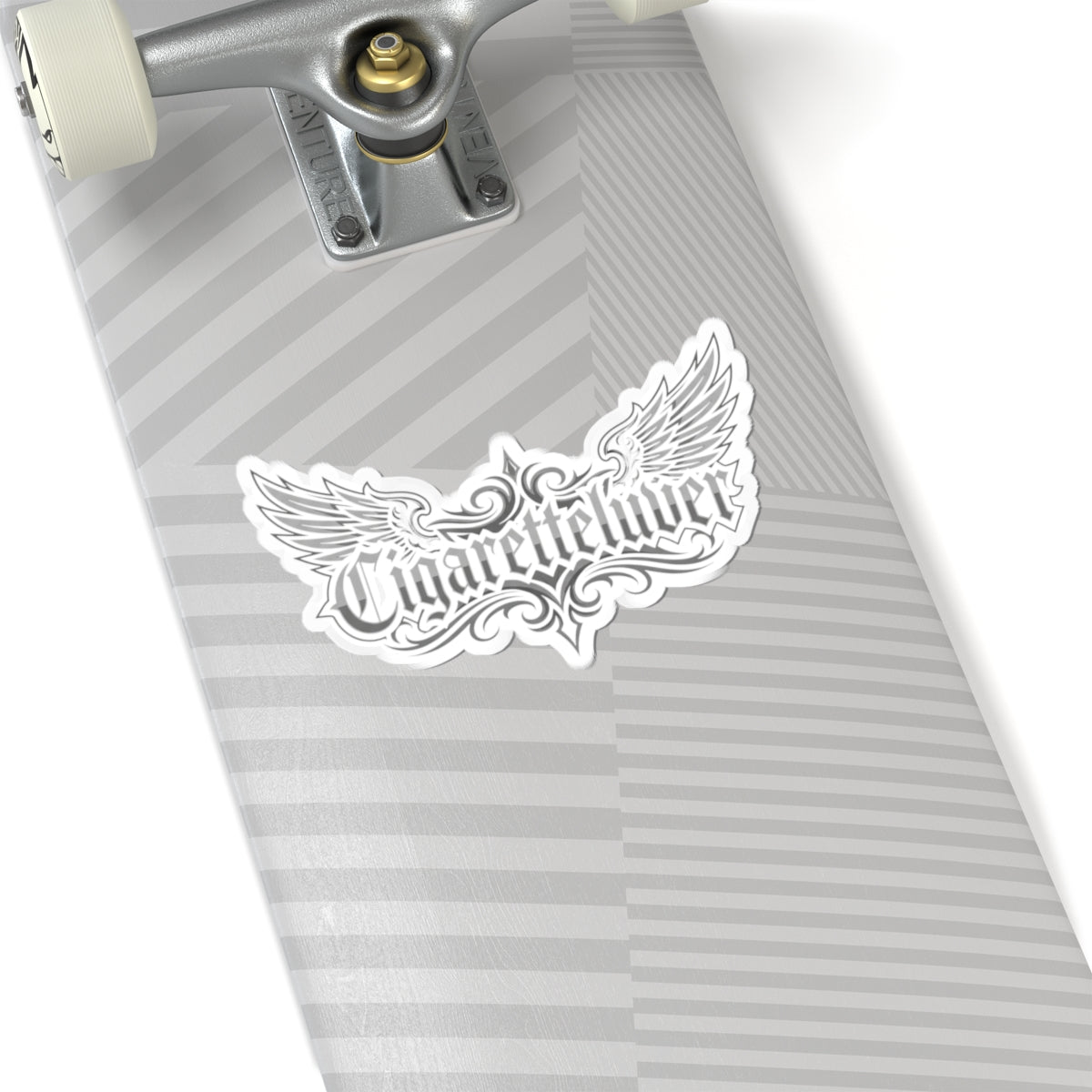 Winged Script Sticker — “Cigaretteliver” Kiss-Cut Decorative Decal