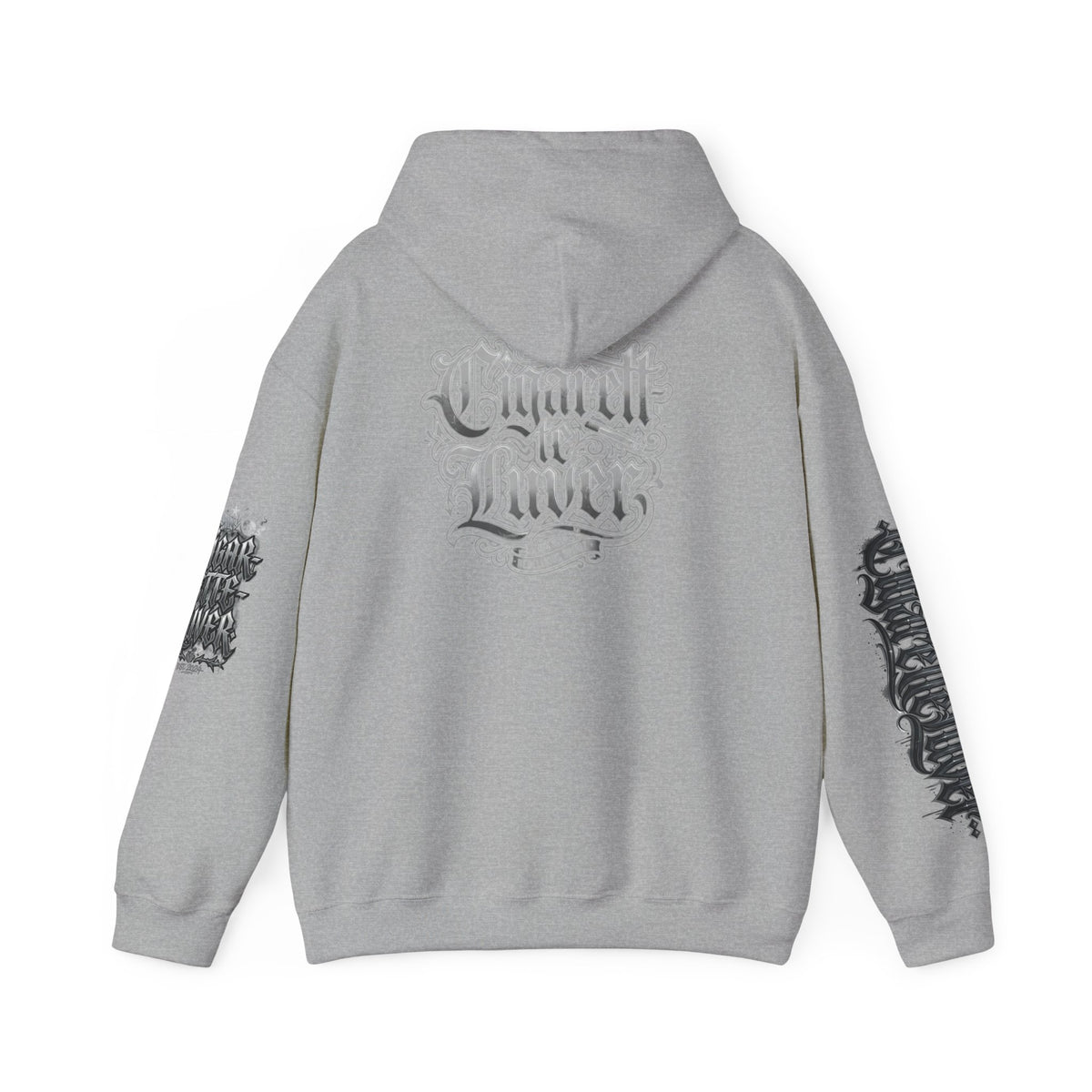 Cigarette Lover Graphic Hoodie — Gothic Script Winged Logo Sweatshirt