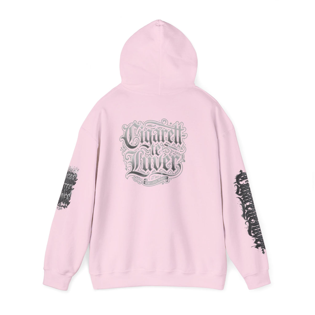 Cigarette Lover Graphic Hoodie — Gothic Script Winged Logo Sweatshirt