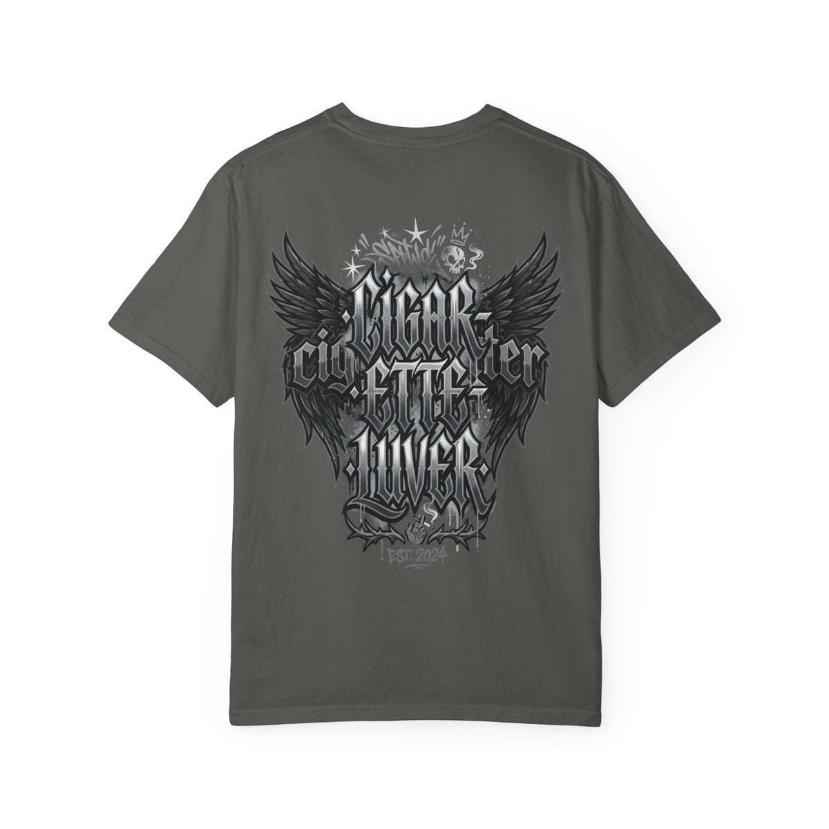 Cigar City Liver T-Shirt — Vintage Gothic Skull & Wings Graphic Tee