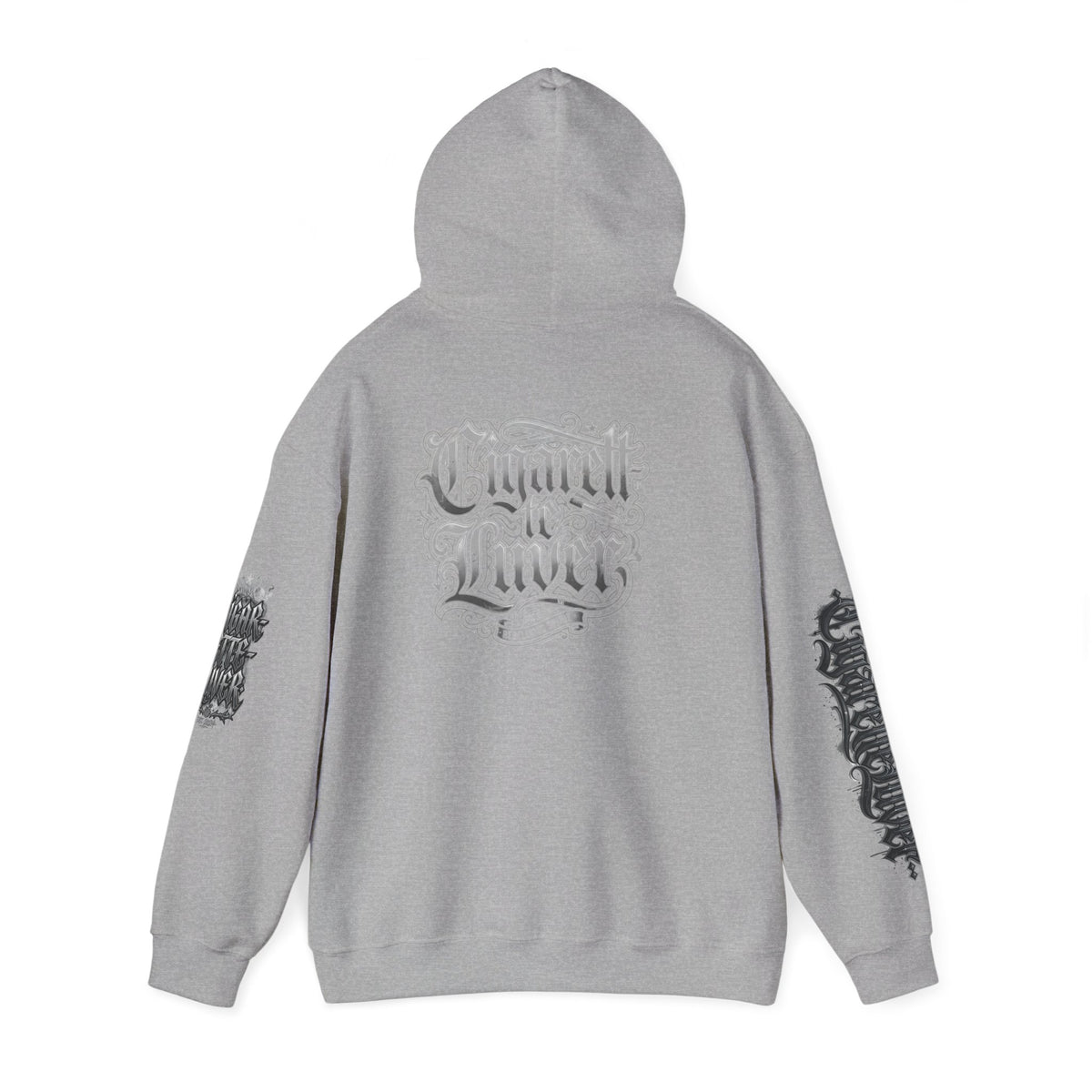 Cigarette Lover Graphic Hoodie — Gothic Script Winged Logo Sweatshirt
