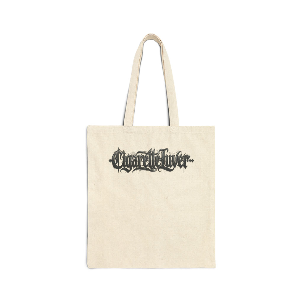Gothic Script Tote Bag — 'Conscience' Black Calligraphy Canvas Tote