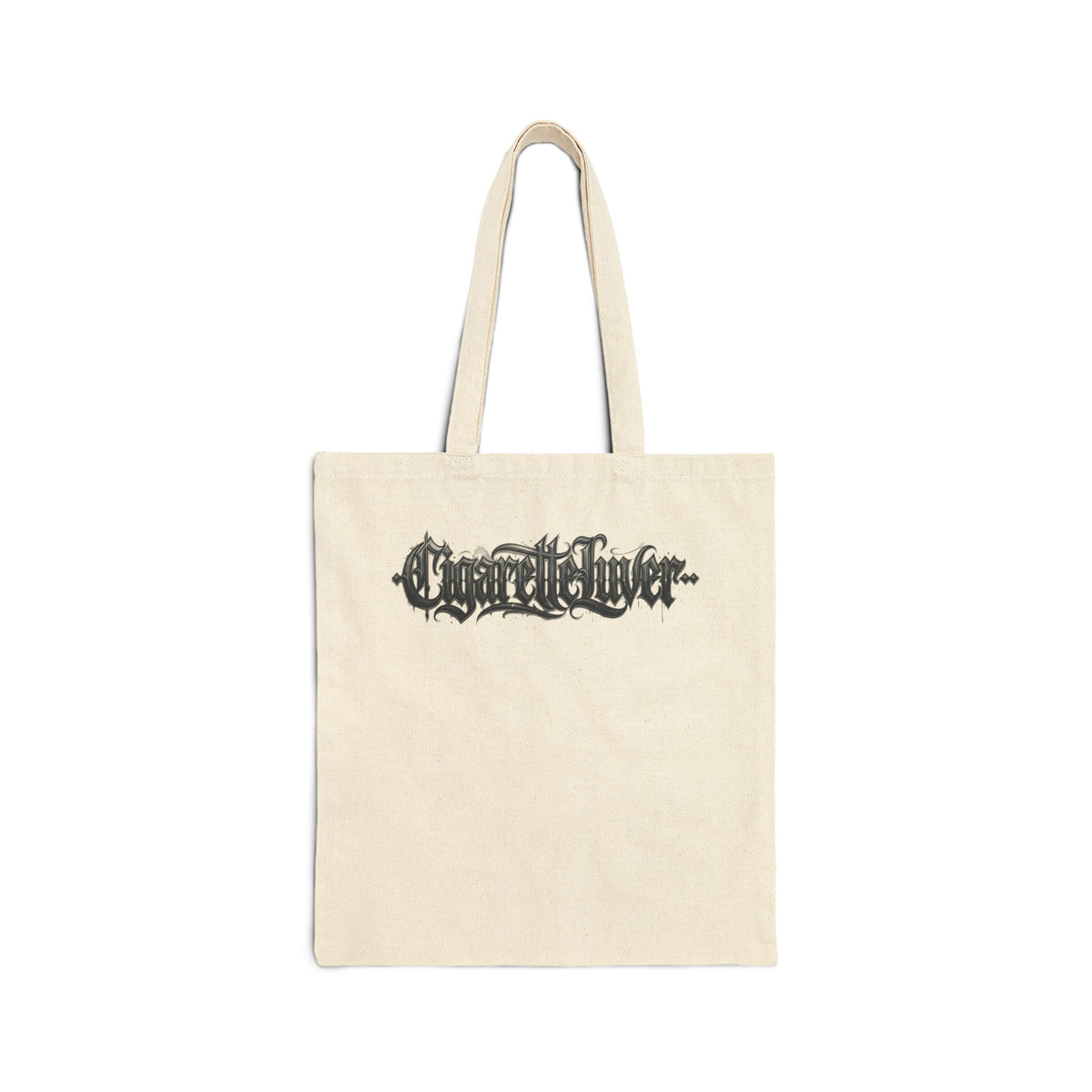 Gothic Script Tote Bag — 'Conscience' Black Calligraphy Canvas Tote