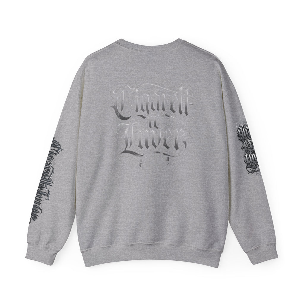 Crewneck Sweatshirt — Gothic Script "Great Live" Streetwear Pullover