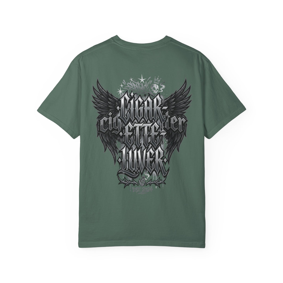 Cigar City Liver T-Shirt — Vintage Gothic Skull & Wings Graphic Tee