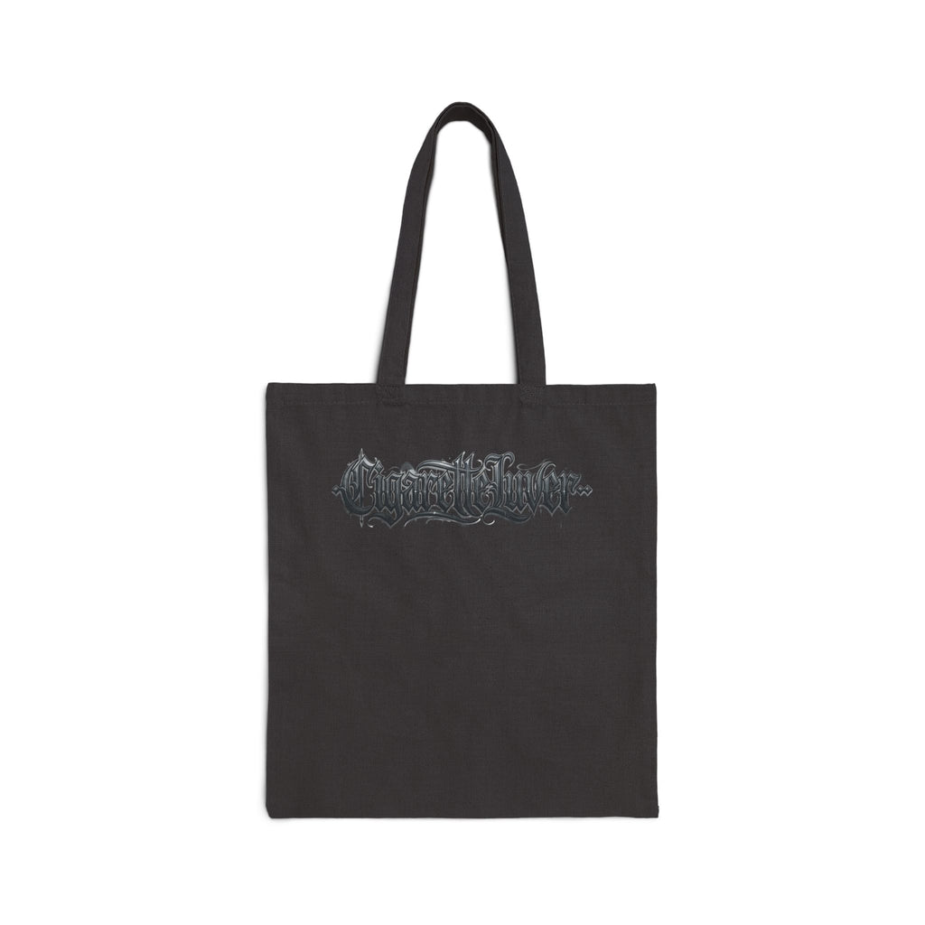 Gothic Script Tote Bag — 'Conscience' Black Calligraphy Canvas Tote