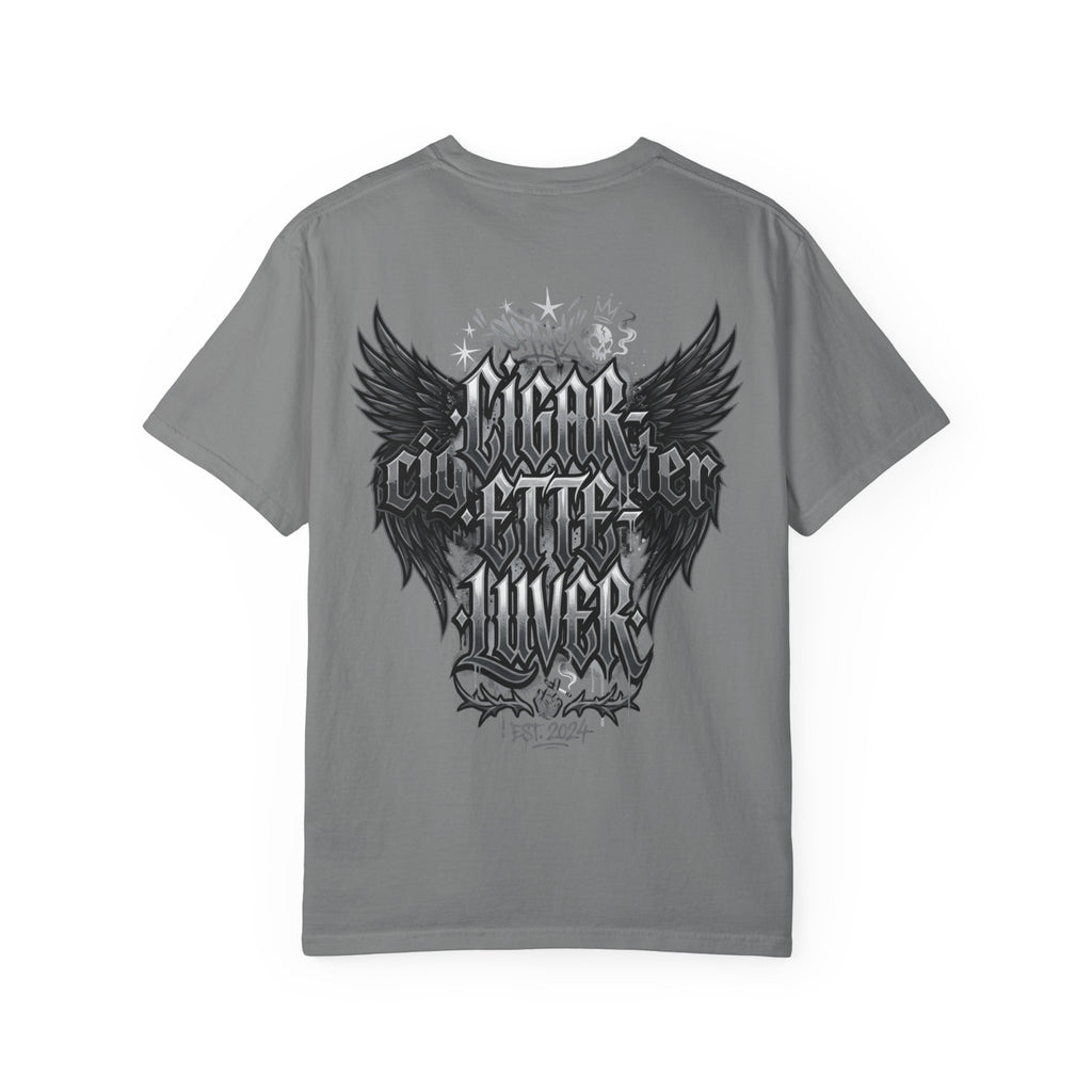 Cigar City Liver T-Shirt — Vintage Gothic Skull & Wings Graphic Tee