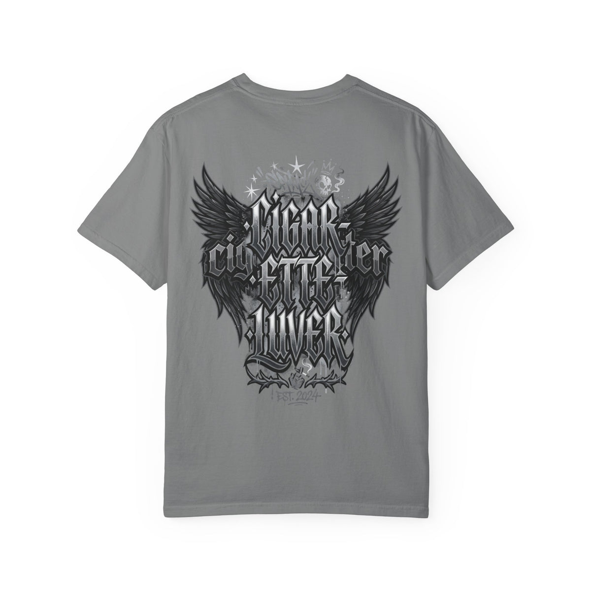 Cigar City Liver T-Shirt — Vintage Gothic Skull & Wings Graphic Tee