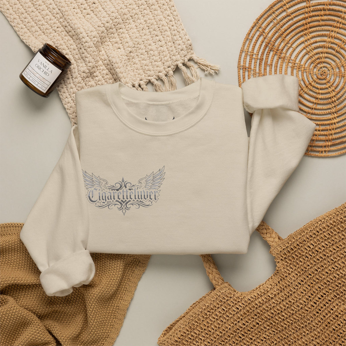 Crewneck Sweatshirt — Gothic Script "Great Live" Streetwear Pullover