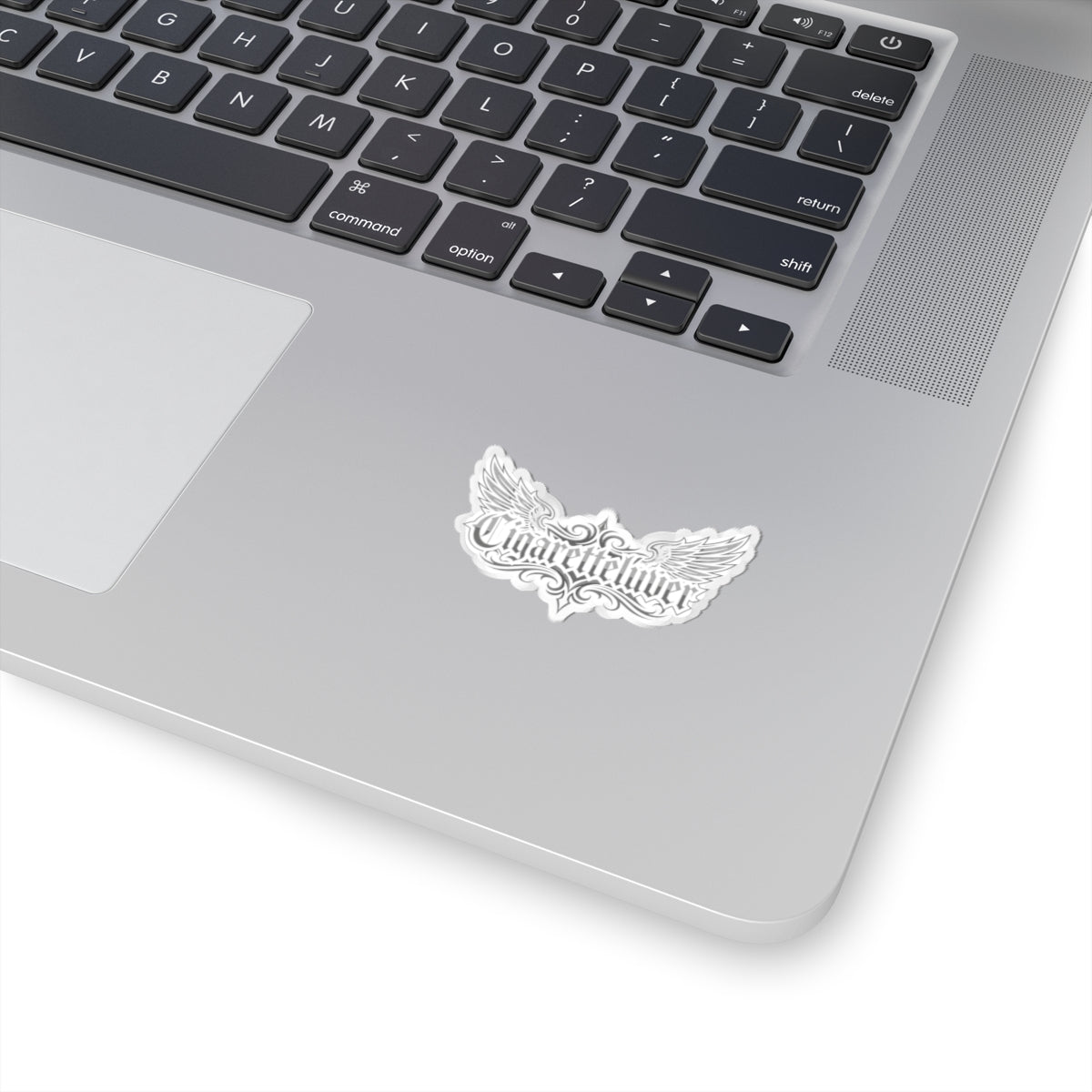 Winged Script Sticker — “Cigaretteliver” Kiss-Cut Decorative Decal